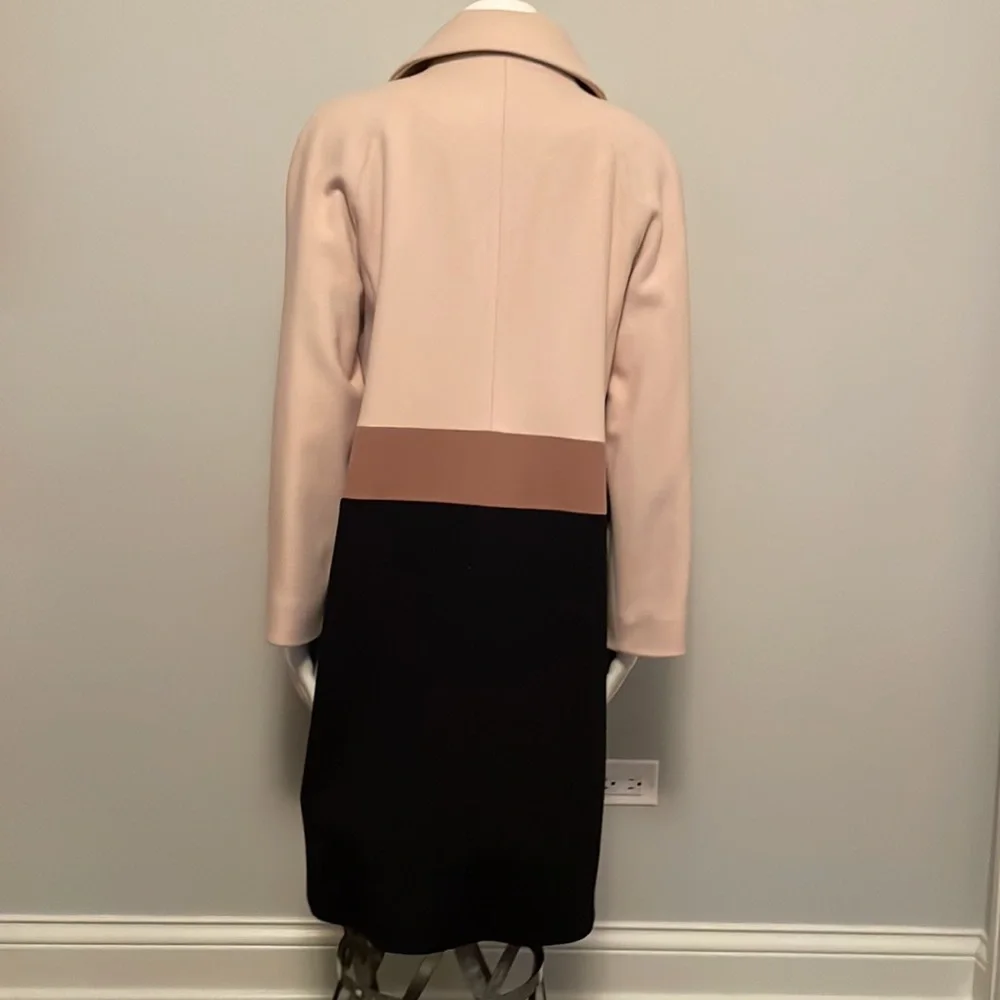 Fleurette Loro Piana Camel, Black and Tan Wool Car Coat Size 14 - Picture 7 of 12